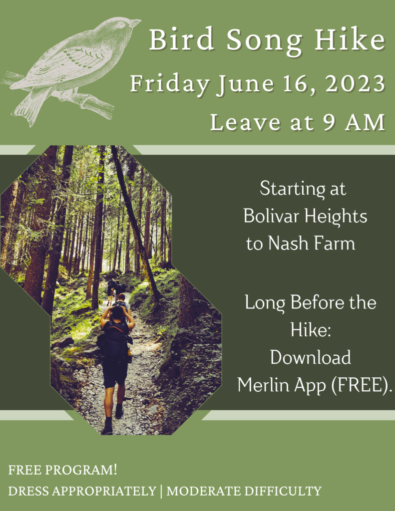 Bird Song Hike 900 BolivarHarpers Ferry Public Library