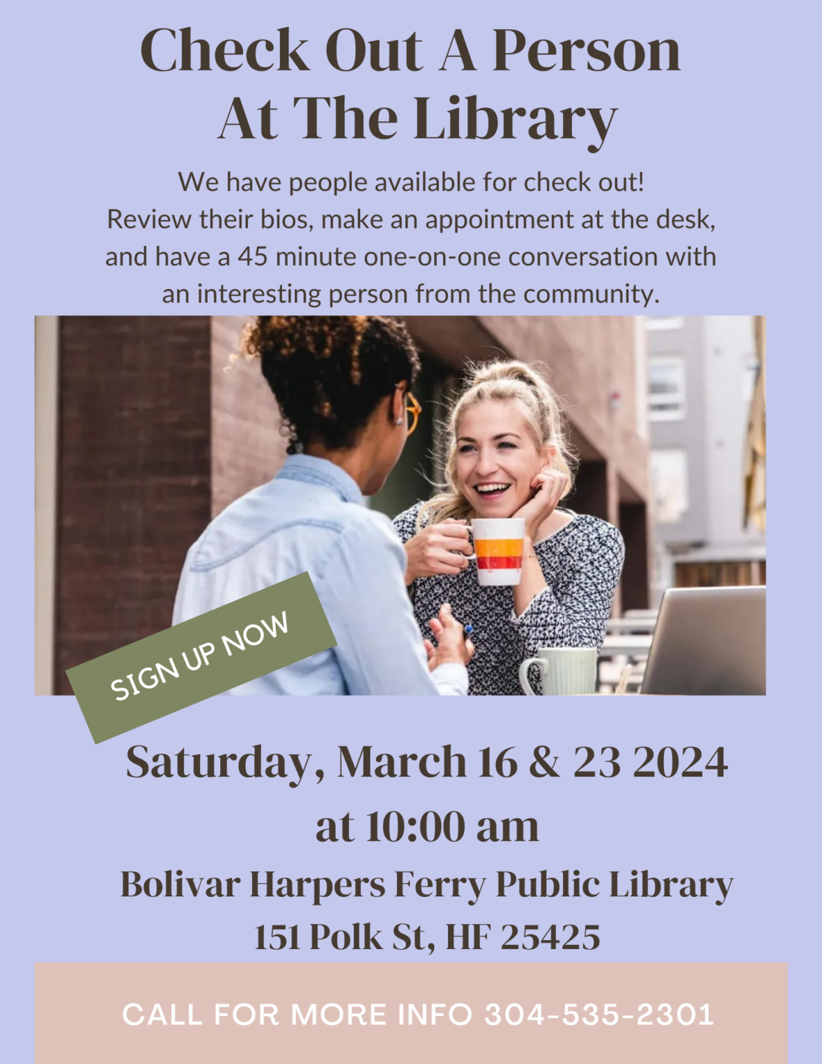 CHECK OUT A PERSON 1000 BolivarHarpers Ferry Public Library